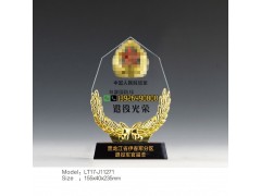 和平之盾奖牌 蓝色水晶奖牌批发 police奖牌定做图2
